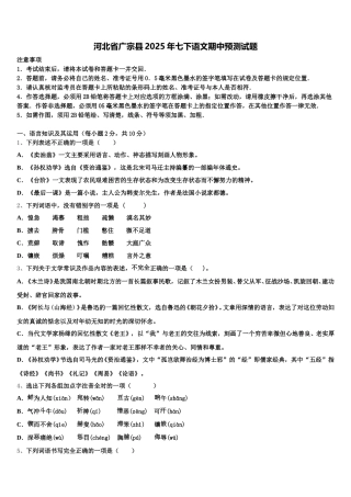 河北省广宗县2025年七下语文期中预测试题含解析