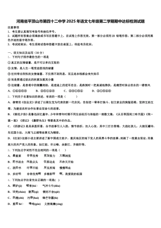 河南省平顶山市第四十二中学2025年语文七年级第二学期期中达标检测试题含解析