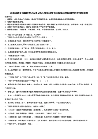河南省新乡辉县联考2024-2025学年语文七年级第二学期期中统考模拟试题含解析