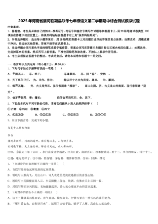 2025年河南省漯河临颍县联考七年级语文第二学期期中综合测试模拟试题含解析