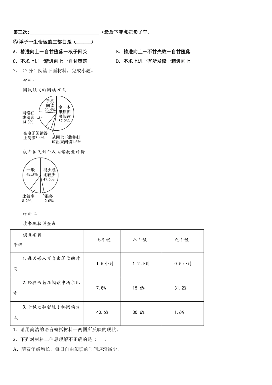 2025届河南省鹤壁市、淇县七年级语文第二学期期中监测试题含解析_第2页