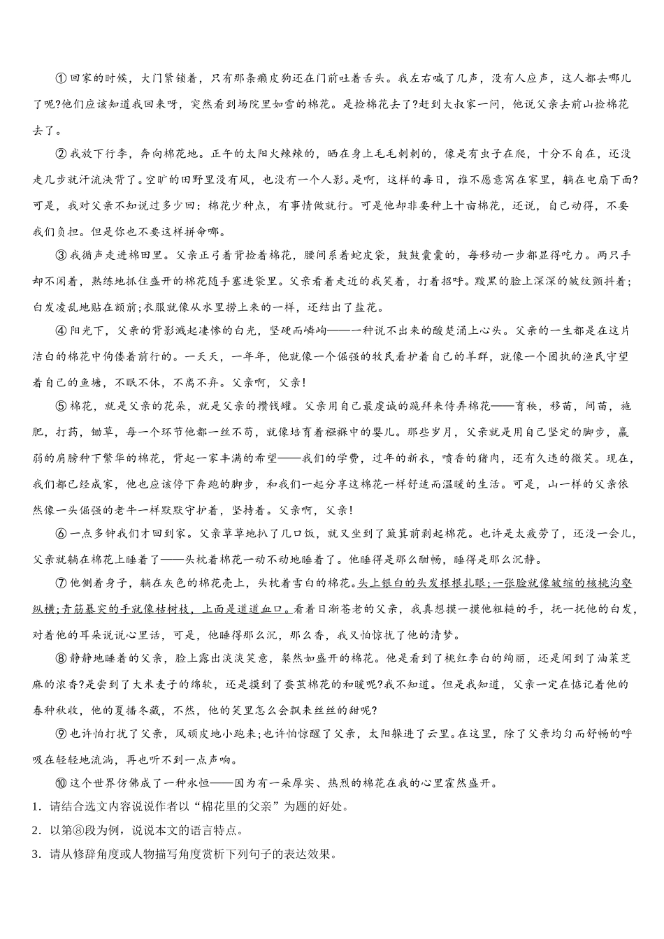 2025年河南省周口市川汇区语文七年级第二学期期中复习检测试题含解析_第3页