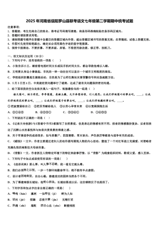 2025年河南省信阳罗山县联考语文七年级第二学期期中统考试题含解析