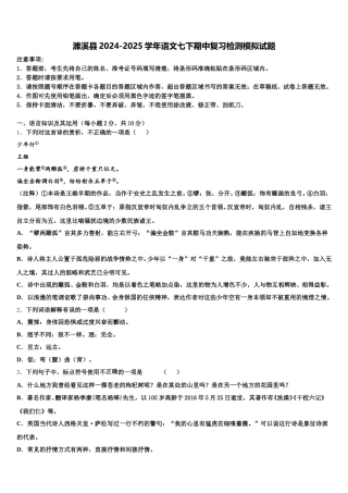 濉溪县2024-2025学年语文七下期中复习检测模拟试题含解析