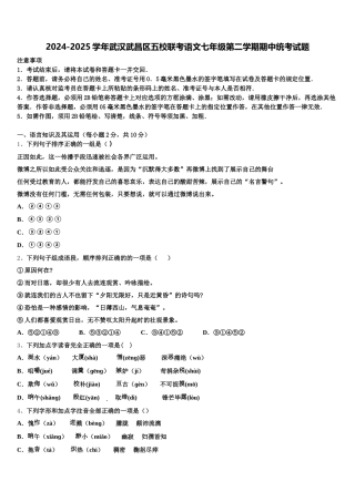 2024-2025学年武汉武昌区五校联考语文七年级第二学期期中统考试题含解析