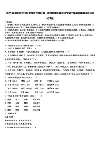 2025年湖北省武汉经济技术开发区第一初级中学七年级语文第二学期期中学业水平测试试题含解析