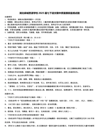 湖北麻城思源学校2025届七下语文期中质量跟踪监视试题含解析