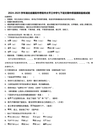 2024-2025学年湖北省襄阳市枣阳市太平三中学七下语文期中质量跟踪监视试题含解析