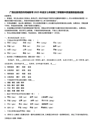 广西北部湾四市同城联考2025年语文七年级第二学期期中质量跟踪监视试题含解析