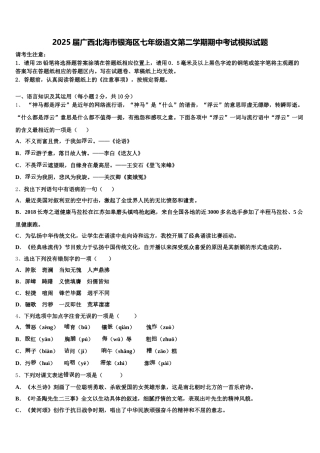 2025届广西北海市银海区七年级语文第二学期期中考试模拟试题含解析