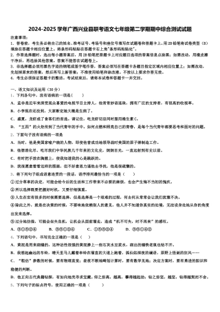 2024-2025学年广西兴业县联考语文七年级第二学期期中综合测试试题含解析