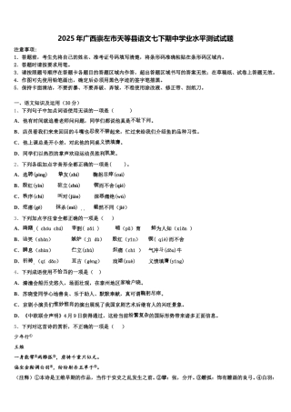 2025年广西崇左市天等县语文七下期中学业水平测试试题含解析