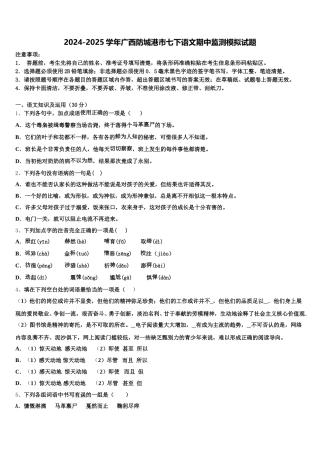 2024-2025学年广西防城港市七下语文期中监测模拟试题含解析