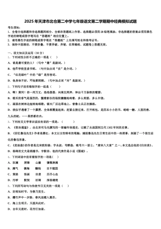 2025年天津市北仓第二中学七年级语文第二学期期中经典模拟试题含解析