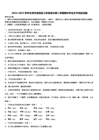 2024-2025学年天津市宝坻区七年级语文第二学期期中学业水平测试试题含解析
