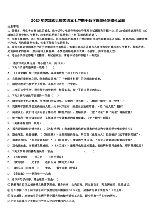 2025年天津市北辰区语文七下期中教学质量检测模拟试题含解析