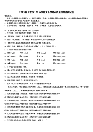 2025届北京市101中学语文七下期中质量跟踪监视试题含解析