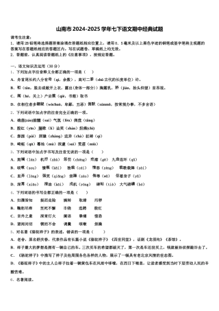 山南市2024-2025学年七下语文期中经典试题含解析