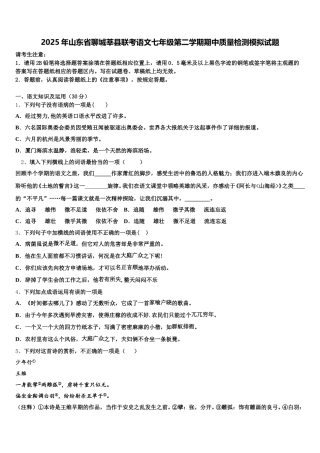 2025年山东省聊城莘县联考语文七年级第二学期期中质量检测模拟试题含解析