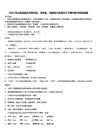 2025年山东省临沂市罗庄区、河东区、高新区三区语文七下期中复习检测试题含解析