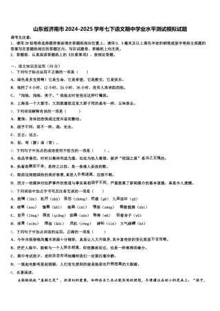 山东省济南市2024-2025学年七下语文期中学业水平测试模拟试题含解析