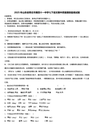 2025年山东省枣庄市第四十一中学七下语文期中质量跟踪监视试题含解析
