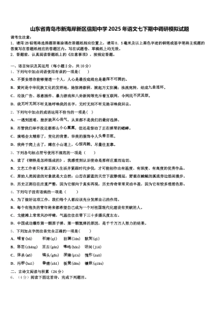 山东省青岛市新海岸新区信阳中学2025年语文七下期中调研模拟试题含解析