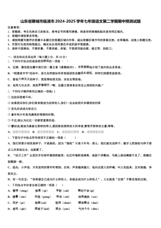 山东省聊城市临清市2024-2025学年七年级语文第二学期期中预测试题含解析