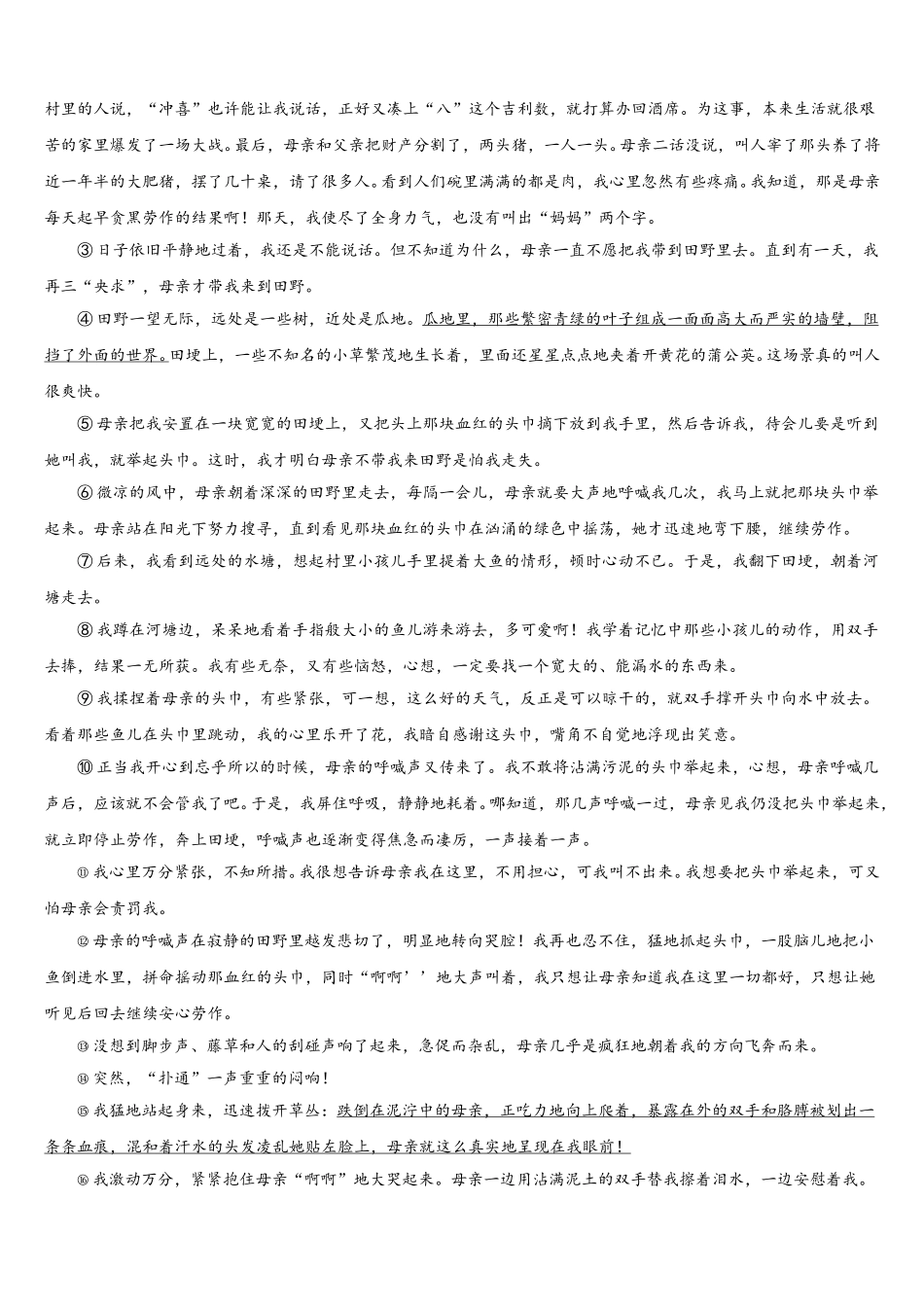 2025届山东省青岛市四区联考语文七年级第二学期期中学业水平测试模拟试题含解析_第3页