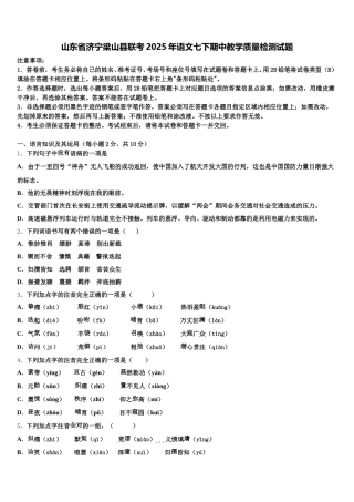 山东省济宁梁山县联考2025年语文七下期中教学质量检测试题含解析