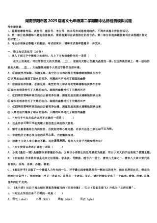 湖南邵阳市区2025届语文七年级第二学期期中达标检测模拟试题含解析