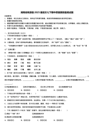 湖南省桃源县2025届语文七下期中质量跟踪监视试题含解析