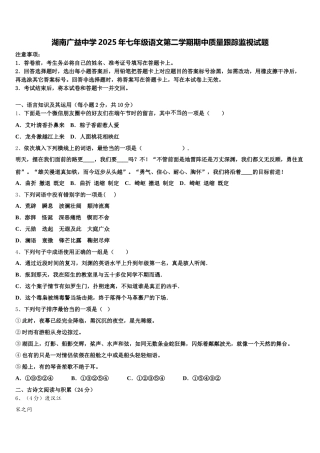 湖南广益中学2025年七年级语文第二学期期中质量跟踪监视试题含解析
