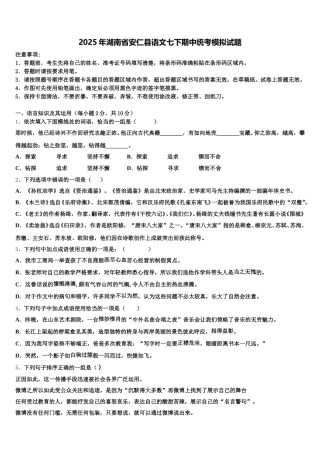 2025年湖南省安仁县语文七下期中统考模拟试题含解析