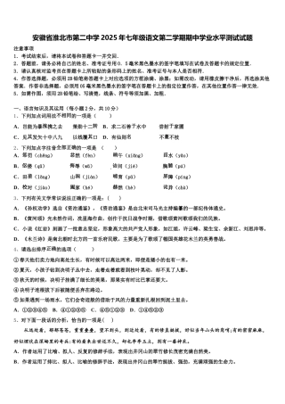 安徽省淮北市第二中学2025年七年级语文第二学期期中学业水平测试试题含解析