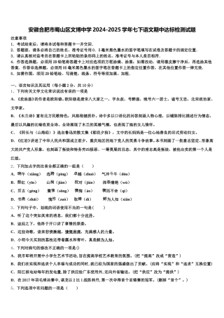安徽合肥市蜀山区文博中学2024-2025学年七下语文期中达标检测试题含解析