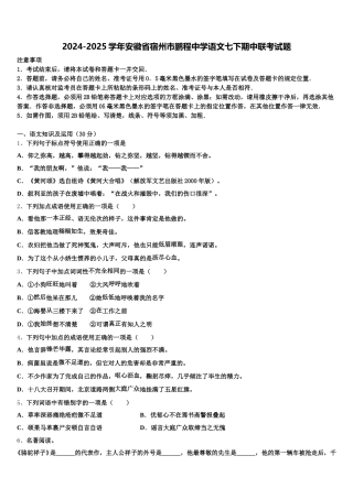 2024-2025学年安徽省宿州市鹏程中学语文七下期中联考试题含解析