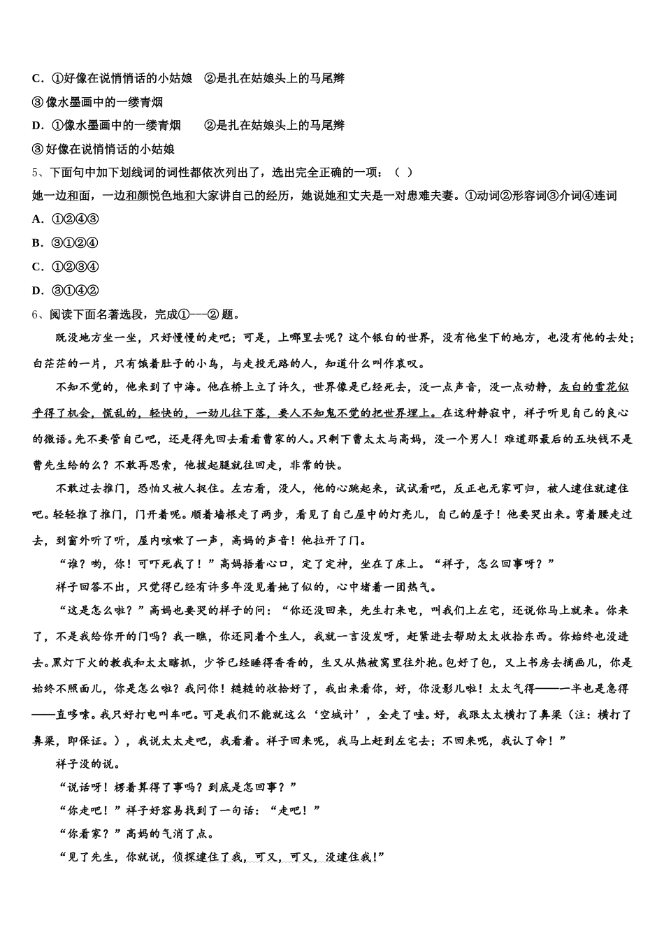 2025年安徽省合肥市庐阳中学七下语文期中复习检测试题含解析_第2页