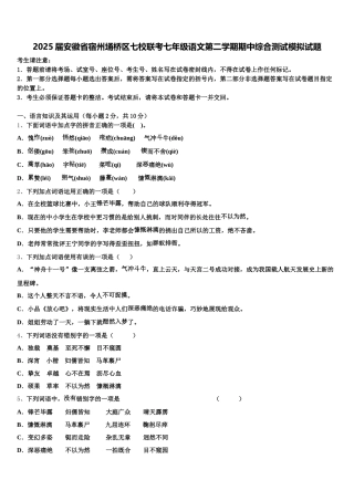 2025届安徽省宿州埇桥区七校联考七年级语文第二学期期中综合测试模拟试题含解析