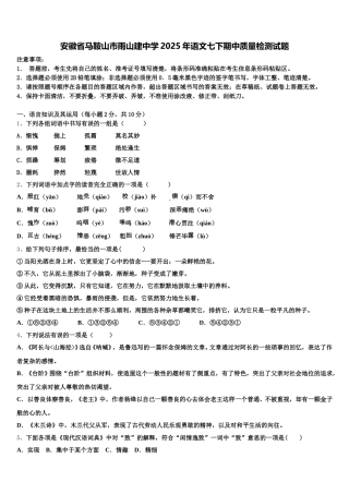 安徽省马鞍山市雨山建中学2025年语文七下期中质量检测试题含解析