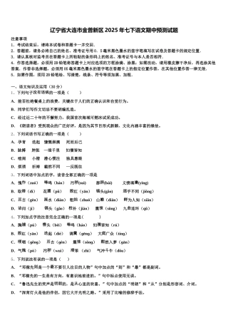 辽宁省大连市金普新区2025年七下语文期中预测试题含解析