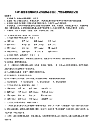 2025届辽宁省丹东市凤城市白旗中学语文七下期中调研模拟试题含解析