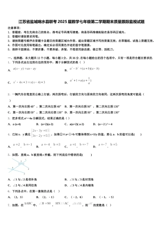 江苏省盐城响水县联考2025届数学七年级第二学期期末质量跟踪监视试题含解析