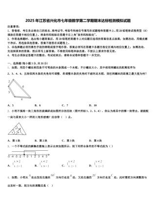 2025年江苏省兴化市七年级数学第二学期期末达标检测模拟试题含解析