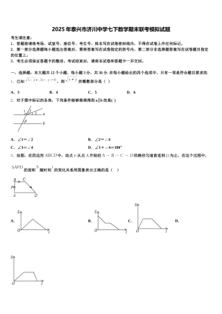 2025年泰兴市济川中学七下数学期末联考模拟试题含解析