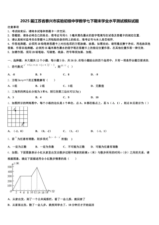 2025届江苏省泰兴市实验初级中学数学七下期末学业水平测试模拟试题含解析
