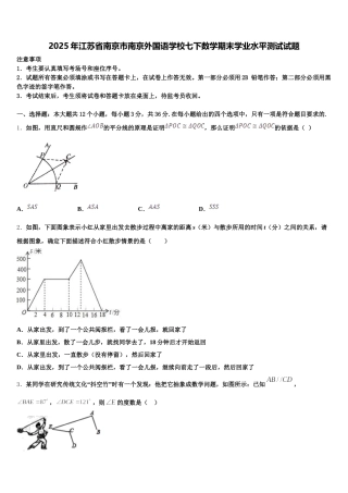 2025年江苏省南京市南京外国语学校七下数学期末学业水平测试试题含解析
