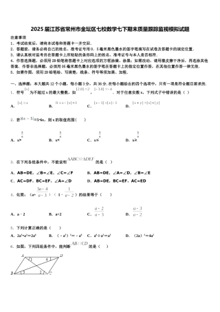 2025届江苏省常州市金坛区七校数学七下期末质量跟踪监视模拟试题含解析