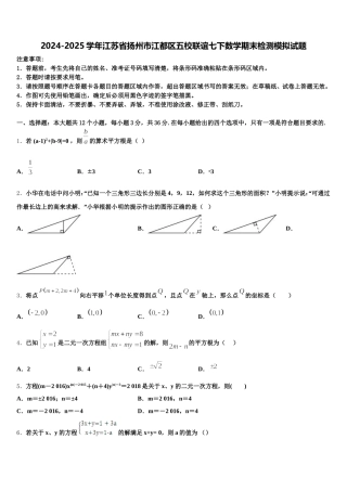 2024-2025学年江苏省扬州市江都区五校联谊七下数学期末检测模拟试题含解析