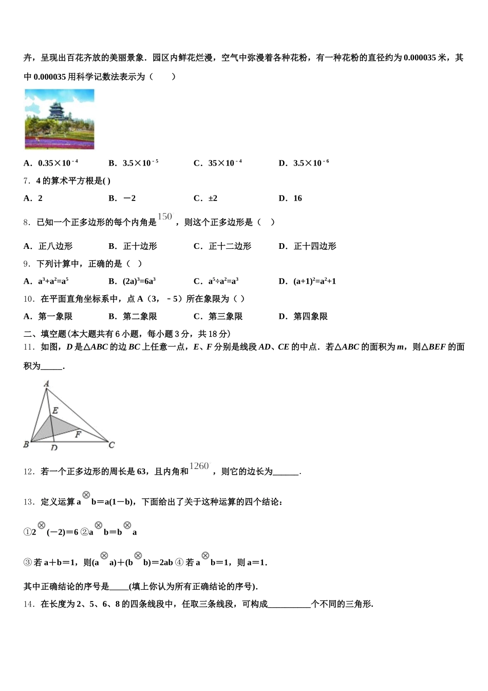 江苏省仪征市2024-2025学年七下数学期末检测试题含解析_第2页